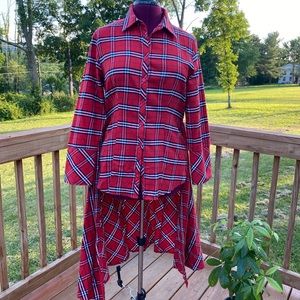 Red plaid long shirt size large